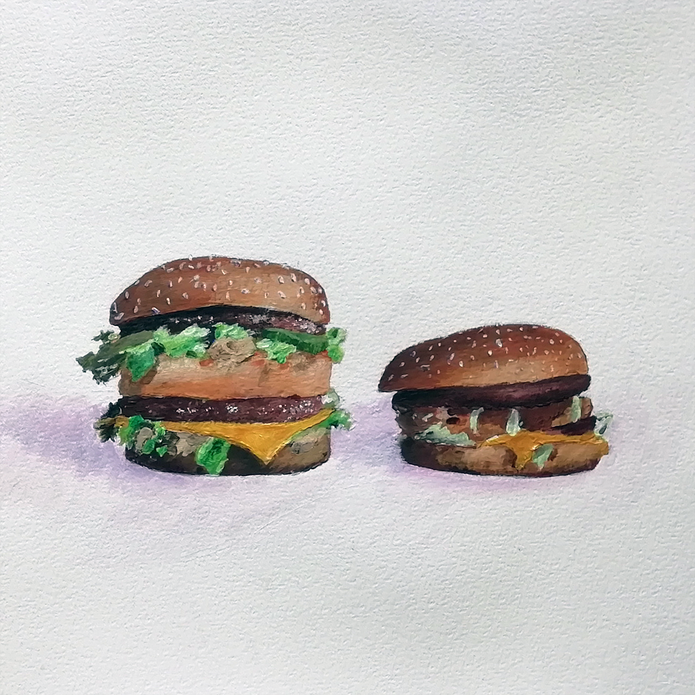 Big Mac - acryl op papier - 25 x 25 cm